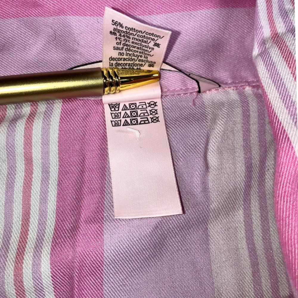 Victorias Secret PINK Pajama Top Women XL Button Front Long Stripped Long Sleeve - Picture 9 of 9